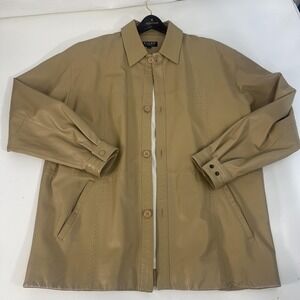 Missani Le Collezioni‎ Coat Mens 2XL Beige Leather Overcoat Lined Button Italy